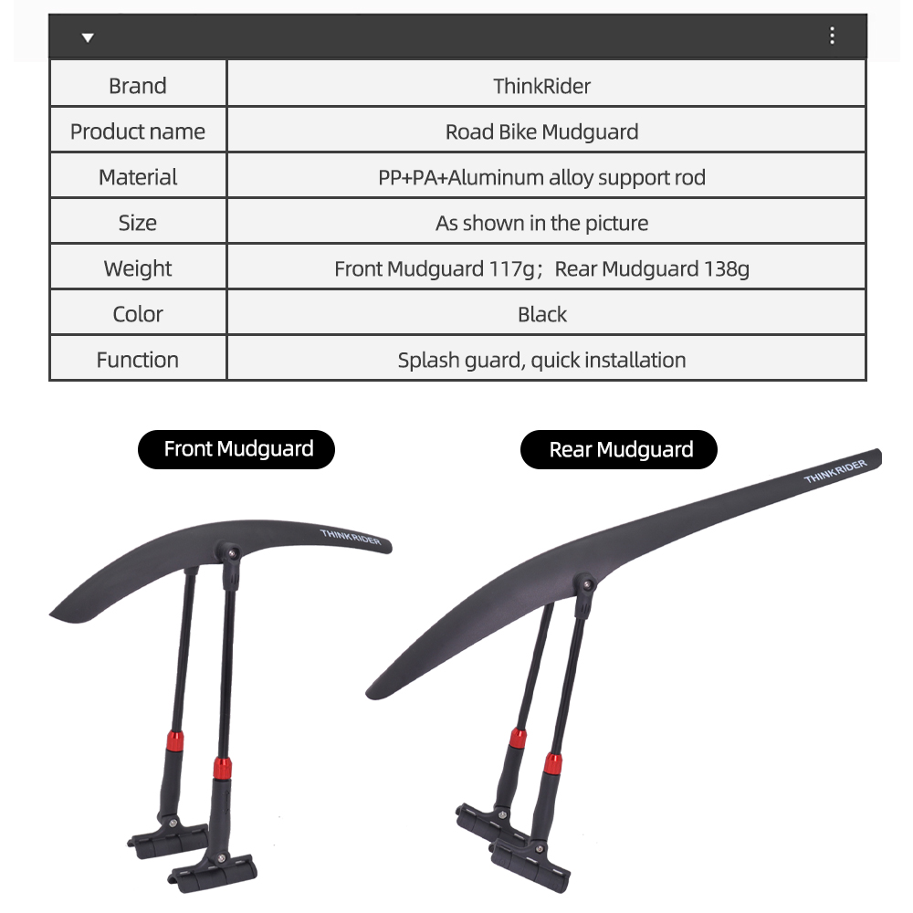 ThinkRider-Garde-boue avant/ar - Fender Mudguard Set avis et prix
